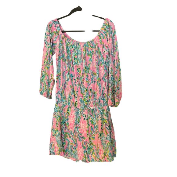 Lilly Pulitzer Lana Romper Dress Off Shoulder Unicorn of the Sea Size